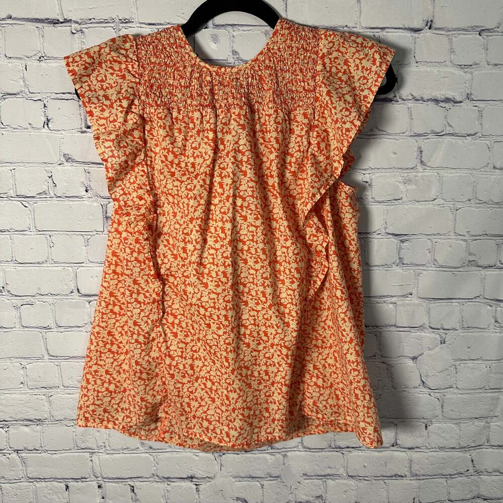 Banana Republic Smocked Yoke Cap Sleeve Blouse